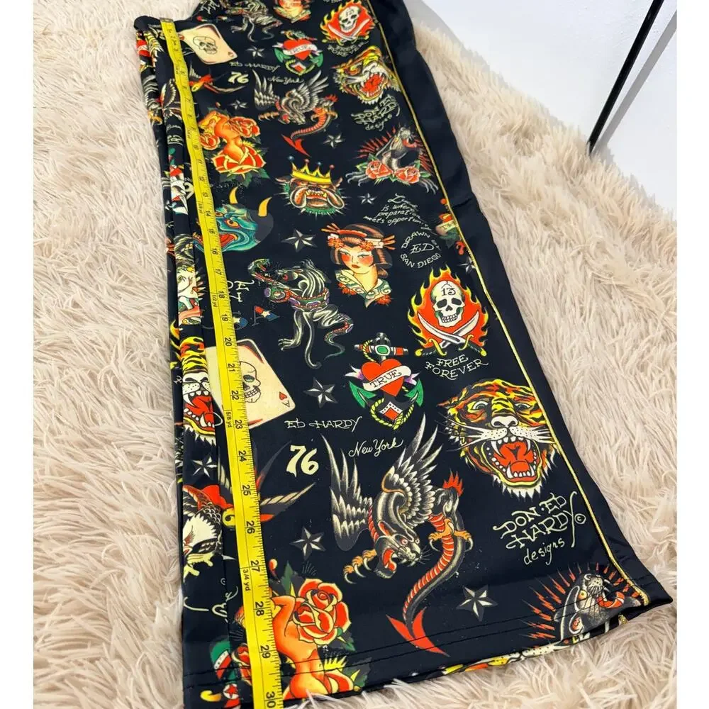 Ed Hardy Tattoo Print Jogger Pants Unisex Large NWT Black Streetwear Lounge - Picture 5 of 12